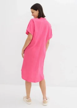 bonprix Kleider|Bekleidung·Pullover & Strickjacken^Hemdblusenkleid aus reiner Baumwolle dunkelpink