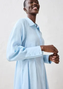 bonprix Bekleidung·Pullover & Strickjacken|Kleider^Hemdblusenkleid aus reinem Leinen eisblau