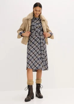 bonprix Kleider^Hemdblusenkleid aus softem Flanell dunkelbraun kariert