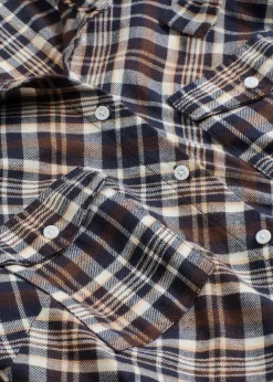bonprix Kleider^Hemdblusenkleid aus softem Flanell dunkelbraun kariert