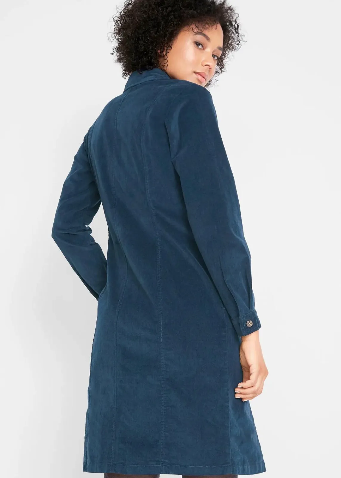 bonprix Kleider|Bekleidung·Pullover & Strickjacken^Hemdblusenkleid Cord, Stretch dunkelblau