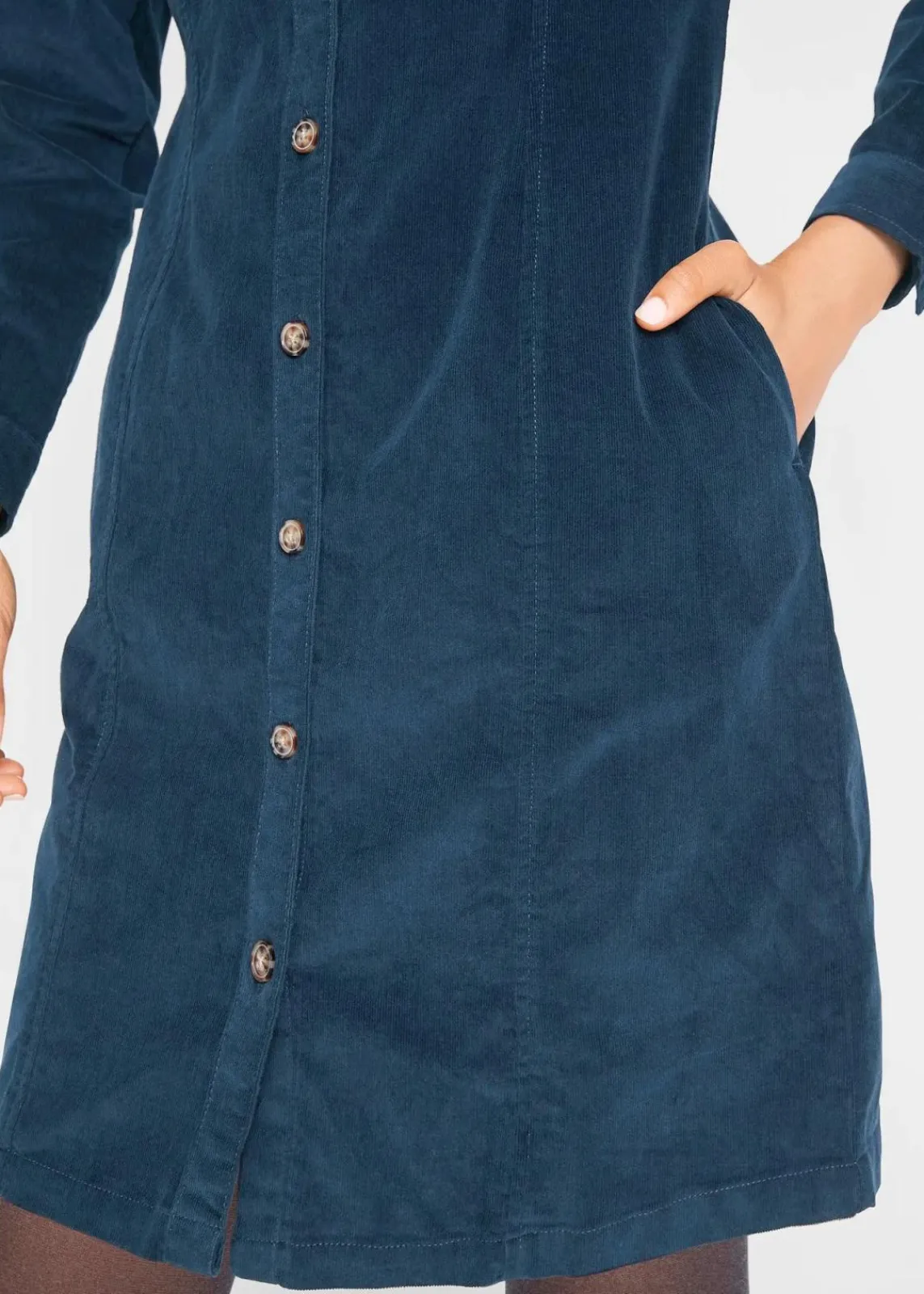 bonprix Kleider|Bekleidung·Pullover & Strickjacken^Hemdblusenkleid Cord, Stretch dunkelblau