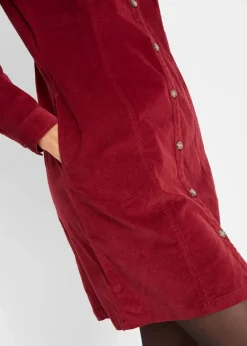 bonprix Kleider|Bekleidung·Pullover & Strickjacken^Hemdblusenkleid Cord, Stretch kastanienrot