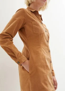 bonprix Kleider|Bekleidung·Pullover & Strickjacken^Hemdblusenkleid Cord, Stretch eiskaffee