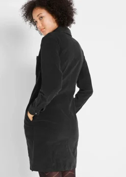 bonprix Bekleidung·Pullover & Strickjacken|Kleider^Hemdblusenkleid Cord, Stretch schwarz