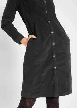 bonprix Bekleidung·Pullover & Strickjacken|Kleider^Hemdblusenkleid Cord, Stretch schwarz