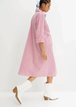 bonprix Bekleidung·Pullover & Strickjacken|Kleider^Hemdblusenkleid gestreift pinklady/weiß gestreift