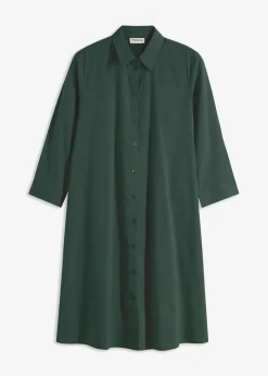 bonprix Kleider|Bekleidung·Pullover & Strickjacken^Hemdblusenkleid mit Baumwolle schattengrün