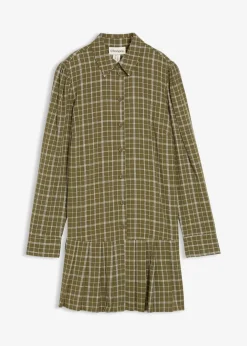 bonprix Kleider^Hemdblusenkleid mit Karomuster oliv kariert