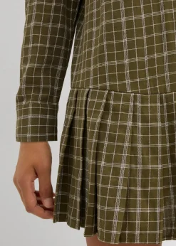 bonprix Kleider^Hemdblusenkleid mit Karomuster oliv kariert