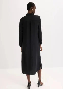 bonprix Kleider|Bekleidung·Pullover & Strickjacken^Hemdblusenkleid mit Leiterspitze schwarz