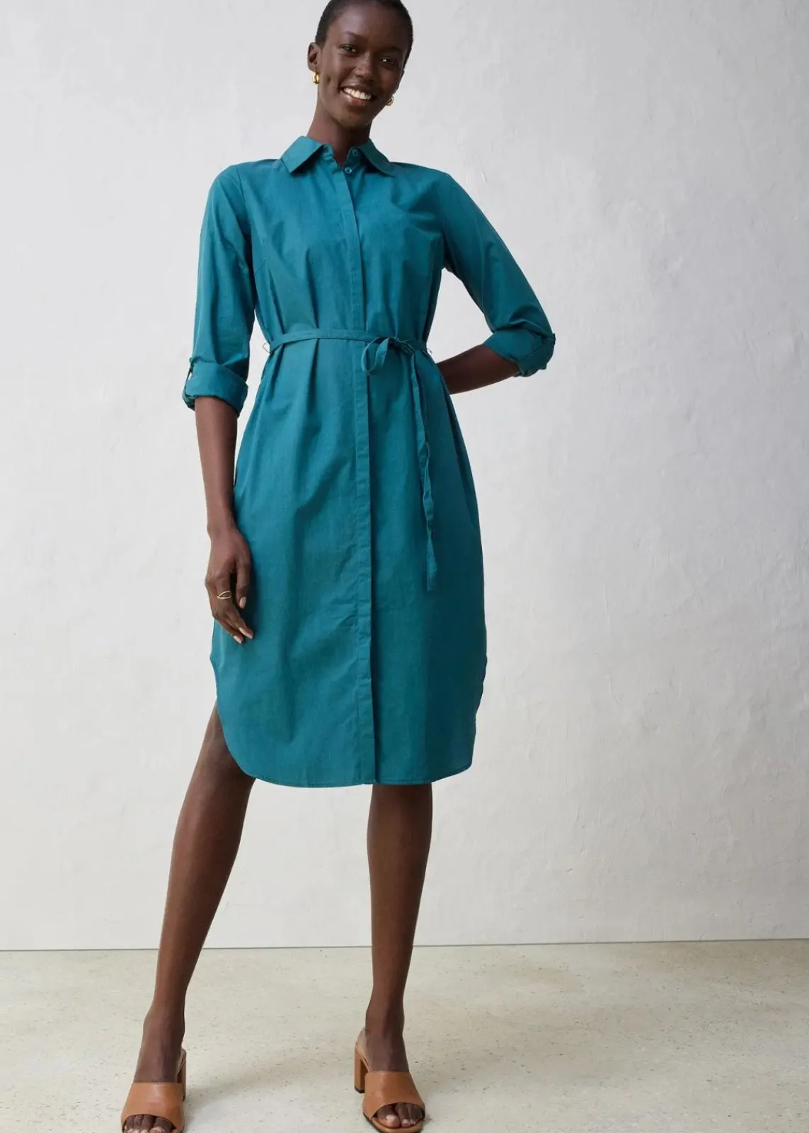 bonprix Kleider|Bekleidung·Pullover & Strickjacken^Hemdblusenkleid mit Seidenanteil pfeffergrün