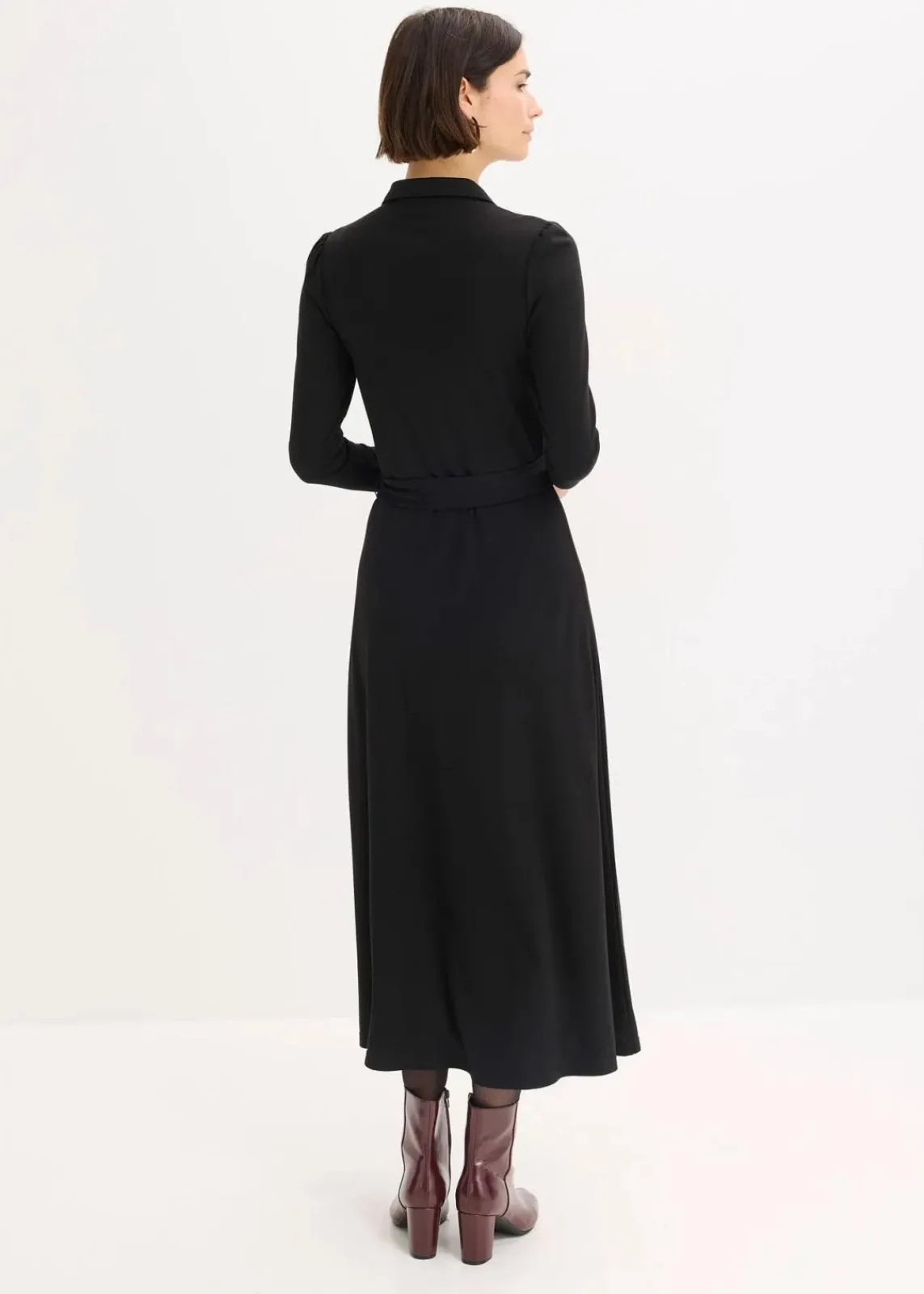 bonprix Kleider|Bekleidung·Pullover & Strickjacken^Hemdblusenkleid mit Viskose schwarz