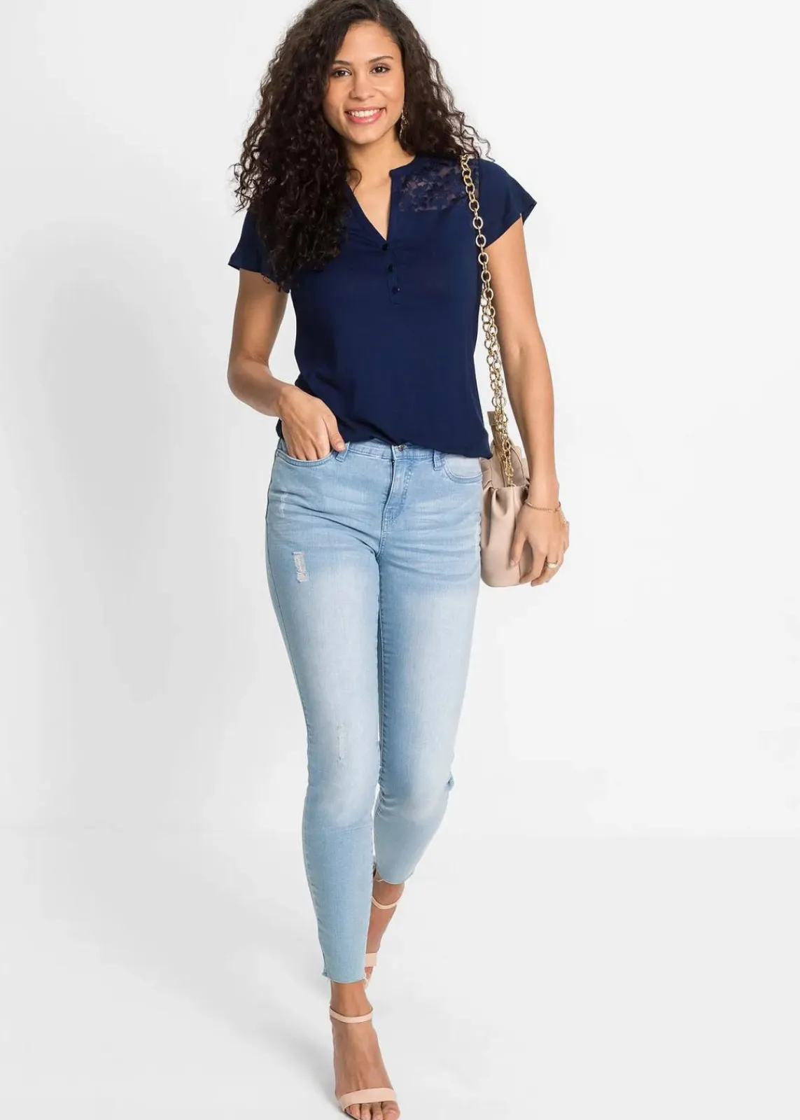bonprix Shirts & Tops|Nachhaltigere Materialien^Henleyshirt aus Viskose-Mix dunkelblau