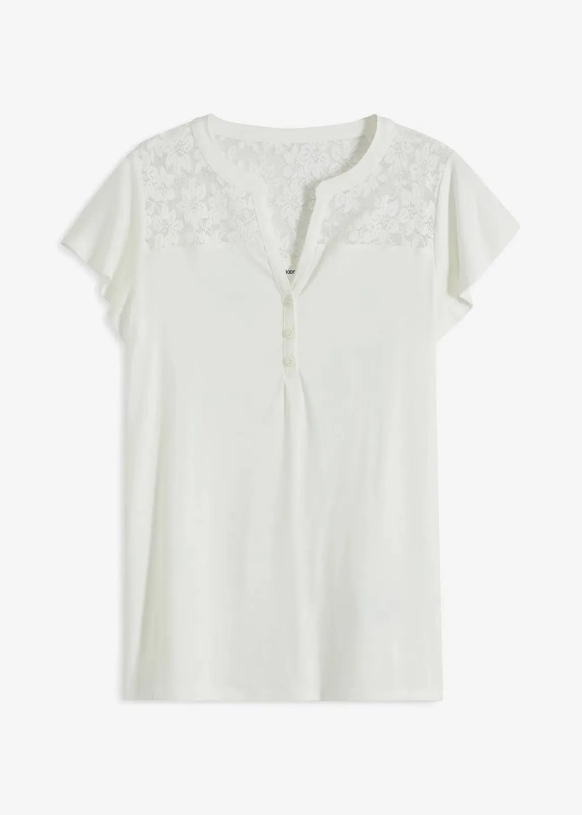 bonprix Shirts & Tops|Nachhaltigere Materialien^Henleyshirt aus Viskose-Mix wollweiß