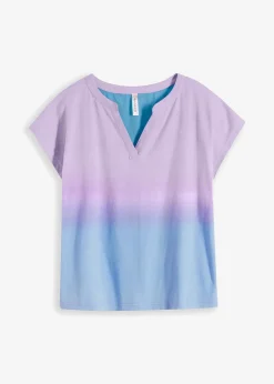 bonprix Shirts & Tops|Nachhaltigere Materialien^Henleyshirt mit Ombré Dye Effekt blau/lila