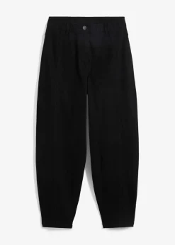 bonprix Bekleidung·Kleider|Hosen^High Waist Barrel-Twillhose mit vorverlegten Seitennähten und Bequembund schwarz