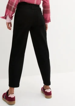 bonprix Bekleidung·Kleider|Hosen^High Waist Barrel-Twillhose mit vorverlegten Seitennähten und Bequembund schwarz