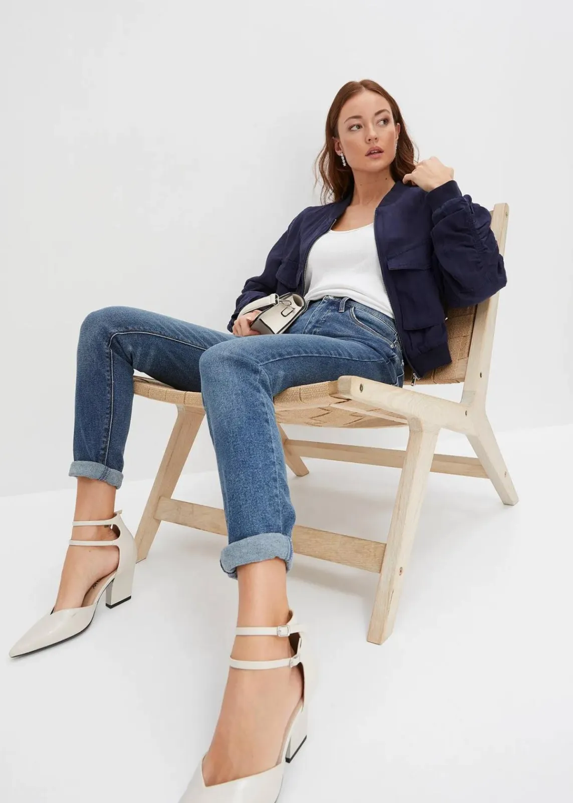 bonprix Bekleidung·Shirts & Tops|Jeans^High Waist Skinny Jeans blue stone