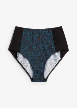 bpc selection Nachhaltigere Materialien|Mix & Match^High Waisted Bikinihose aus recyceltem Polyamid petrol/schwarz bedruckt