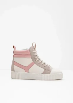 bonprix Sneaker^High-Top-Sneaker wollweiß/hellsand/rosa