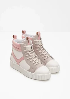 bonprix Sneaker^High-Top-Sneaker wollweiß/hellsand/rosa
