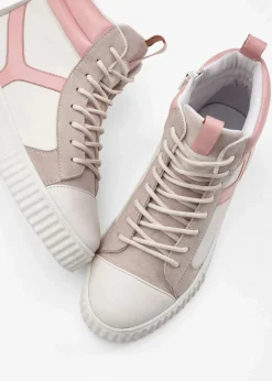 bonprix Sneaker^High-Top-Sneaker wollweiß/hellsand/rosa