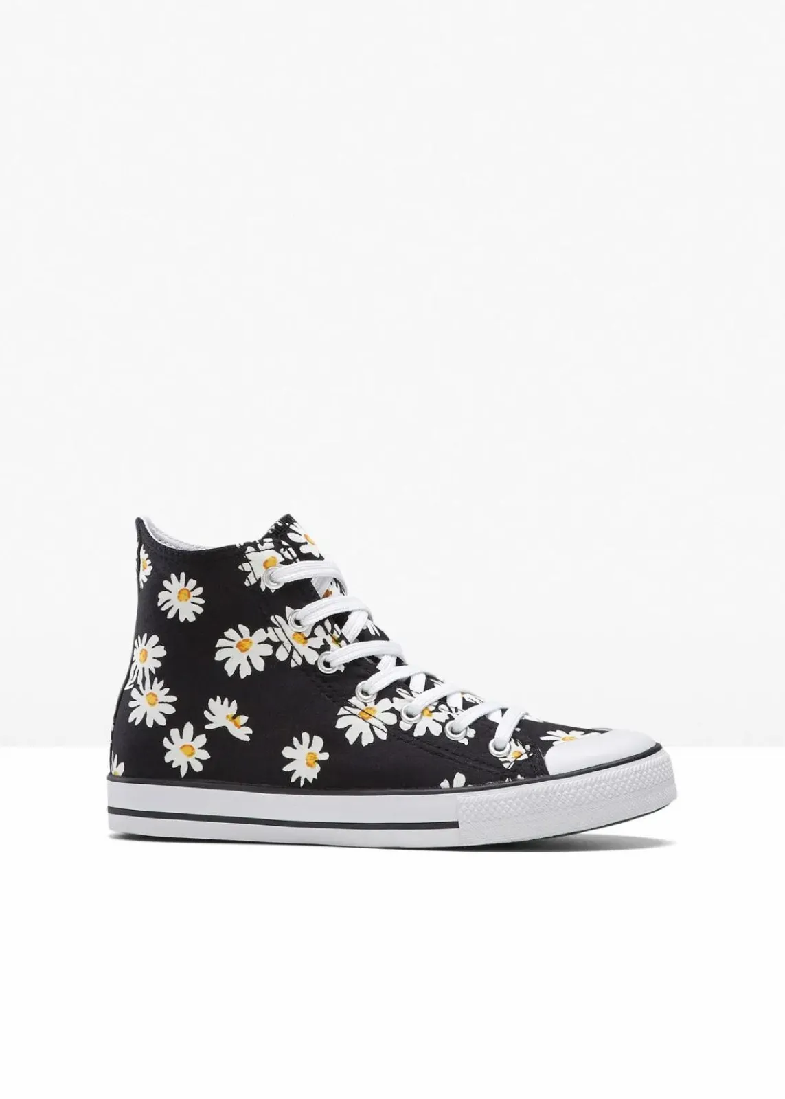 bonprix Sneaker^High-Top-Sneaker aus Baumwoll-Canvas schwarz geblümt