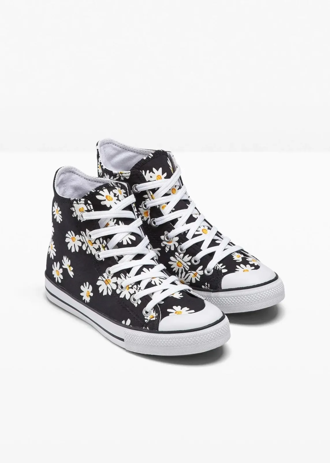 bonprix Sneaker^High-Top-Sneaker aus Baumwoll-Canvas schwarz geblümt