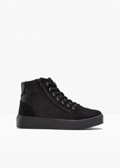 bonprix Sneaker|Schuhe & Accessoires In Spezialgrößen·Schuhe In Übergröße^High-Top-Sneaker mit Plateau-Sohle schwarz bedruckt