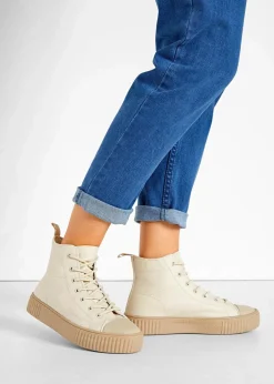 bonprix Sneaker^High-Top-Sneaker mit Plateau-Sohle beige