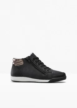 bonprix Gefütterte Winterschuhe|Sneaker^High-Top-Sneaker mit Reißverschluss schwarz