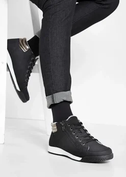 bonprix Gefütterte Winterschuhe|Sneaker^High-Top-Sneaker mit Reißverschluss schwarz