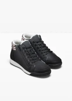 bonprix Gefütterte Winterschuhe|Sneaker^High-Top-Sneaker mit Reißverschluss schwarz