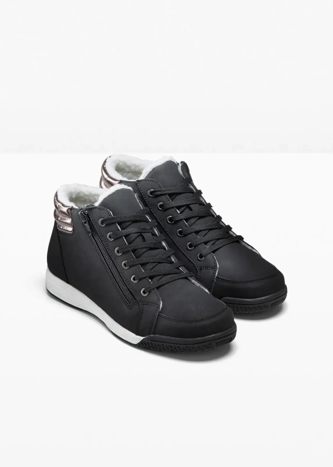 bonprix Gefütterte Winterschuhe|Sneaker^High-Top-Sneaker mit Reißverschluss schwarz