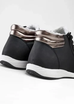 bonprix Gefütterte Winterschuhe|Sneaker^High-Top-Sneaker mit Reißverschluss schwarz