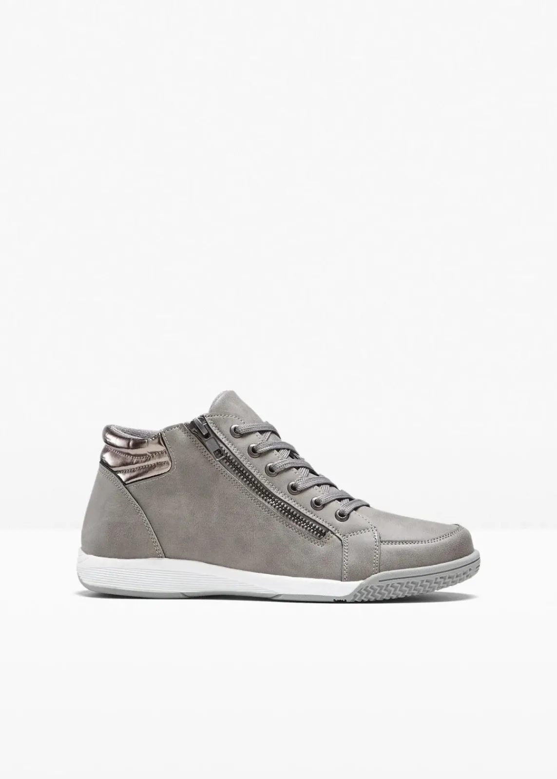 bonprix Gefütterte Winterschuhe|Sneaker^High-Top-Sneaker mit Reißverschluss grau