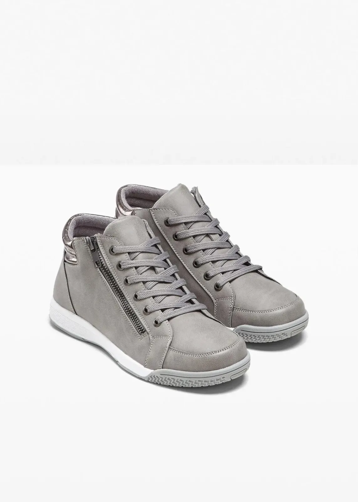 bonprix Gefütterte Winterschuhe|Sneaker^High-Top-Sneaker mit Reißverschluss grau