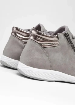 bonprix Gefütterte Winterschuhe|Sneaker^High-Top-Sneaker mit Reißverschluss grau