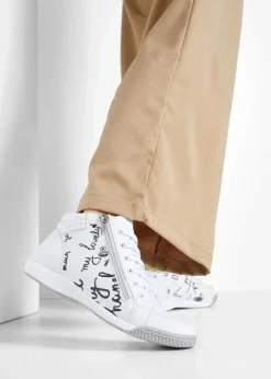bonprix Mädchen·Sneaker|Sneaker^High-Top-Sneaker mit Reißverschluss weiss