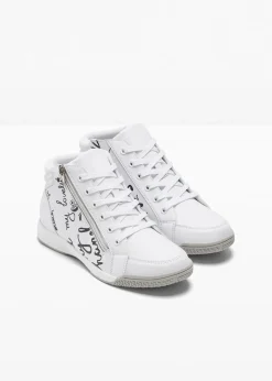 bonprix Mädchen·Sneaker|Sneaker^High-Top-Sneaker mit Reißverschluss weiss
