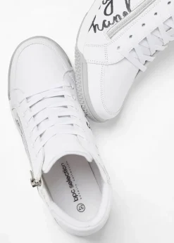 bonprix Mädchen·Sneaker|Sneaker^High-Top-Sneaker mit Reißverschluss weiss