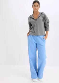 bonprix Hosen|Sweat^Highwaist Jogginghose aus reiner Bio-Baumwolle mittelblau