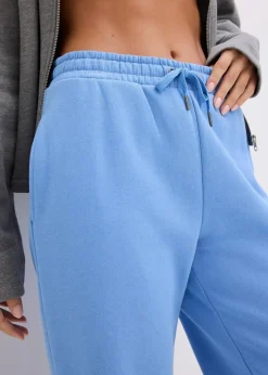 bonprix Hosen|Sweat^Highwaist Jogginghose aus reiner Bio-Baumwolle mittelblau