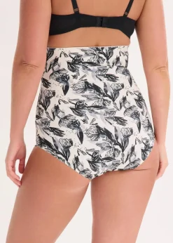 bonprix Wäsche·Shapewear|Wäsche·Höschen^Highwaist Medium Shape Slip mit Spitze schwarz/naturbeige geblümt