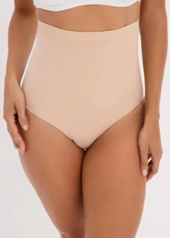 bonprix Nachhaltigere Materialien|Seamless^Highwaist Seamless Shape Slip mit mittlerer Formkraft mattbeige