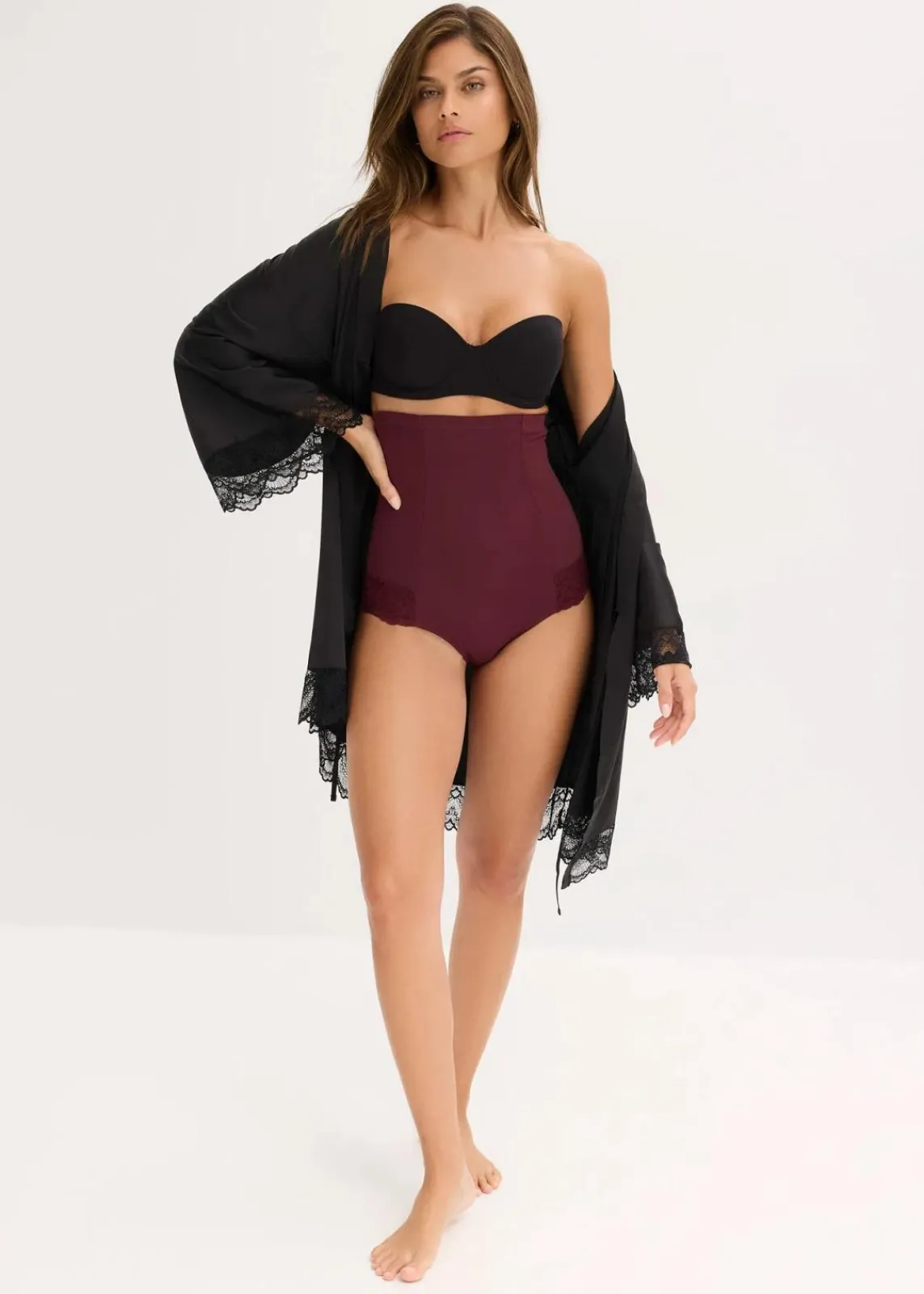 bonprix Wäsche·Shapewear|Wäsche·Höschen^Highwaist Shape Panty mit Spitze und starker Formkraft weinrot