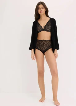 bonprix Dessous|Höschen^Highwaist Slip aus feiner Spitze schwarz