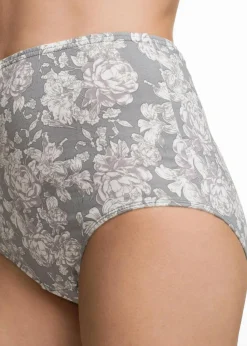 bonprix Wäsche·Baumwollunterwäsche|Wäsche·Höschen^Highwaist Slip (4er Pack) grau bedruckt