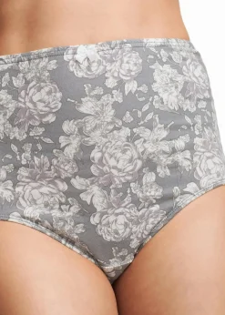 bonprix Wäsche·Baumwollunterwäsche|Wäsche·Höschen^Highwaist Slip (4er Pack) grau bedruckt